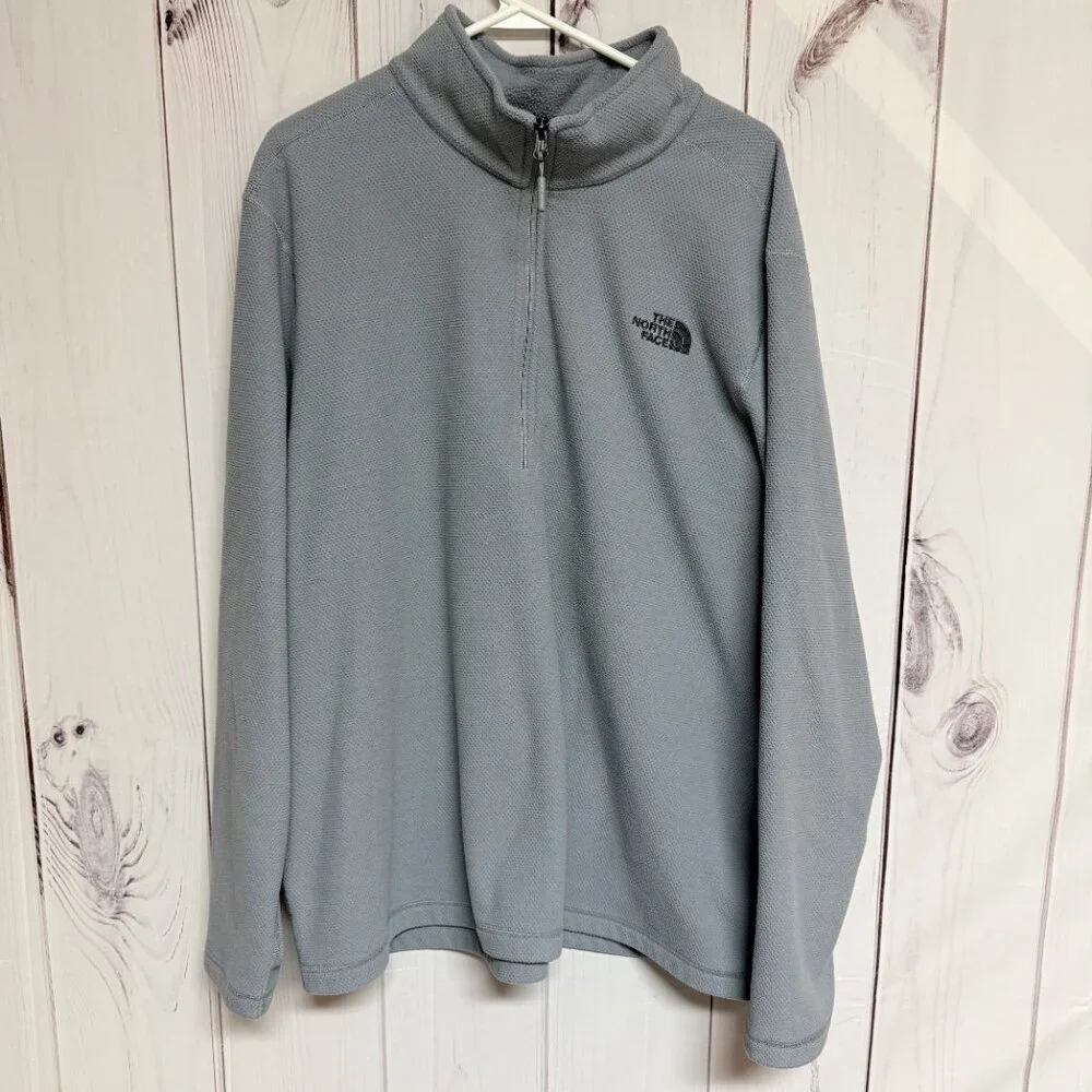 The North Face Men’s 1/4 Zip Fleece‎ Pullover XXL Gray Textured EUC